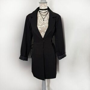 Heartbreak Black Tie Up Cinch Waist Blazer Dress NWT Size L UK 12